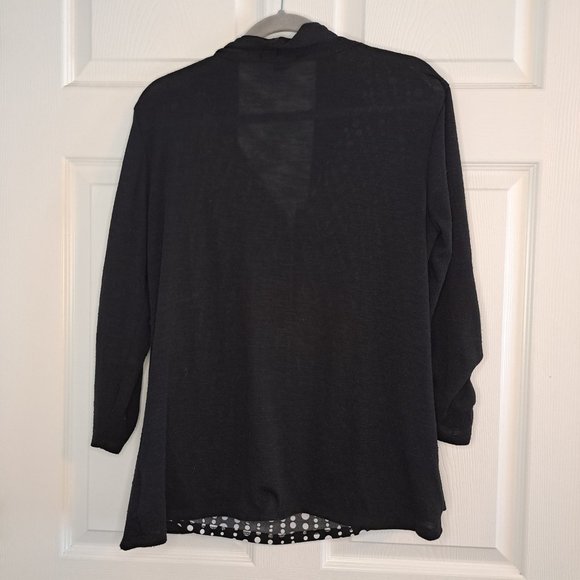 Elementz Layered-Look Blouse Cardigan Neutral Size Large - Picture 4 of 7